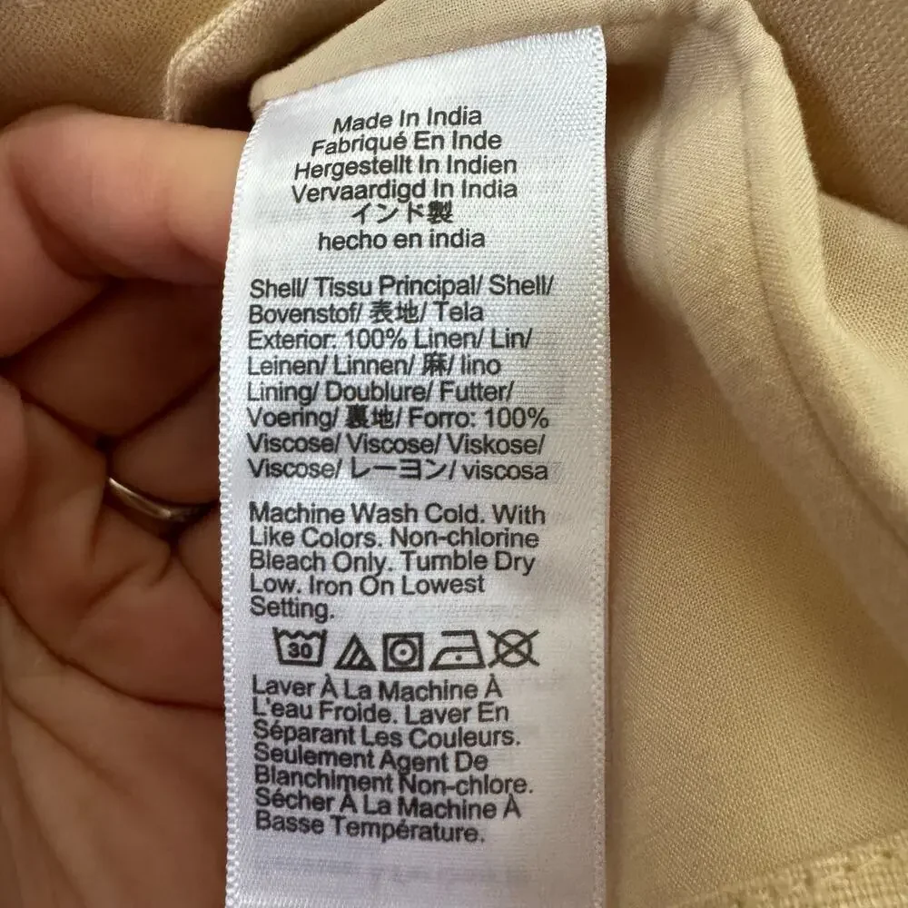 J. Crew Slim-fit Vest Top 100% Linen Natural Tan Size 12